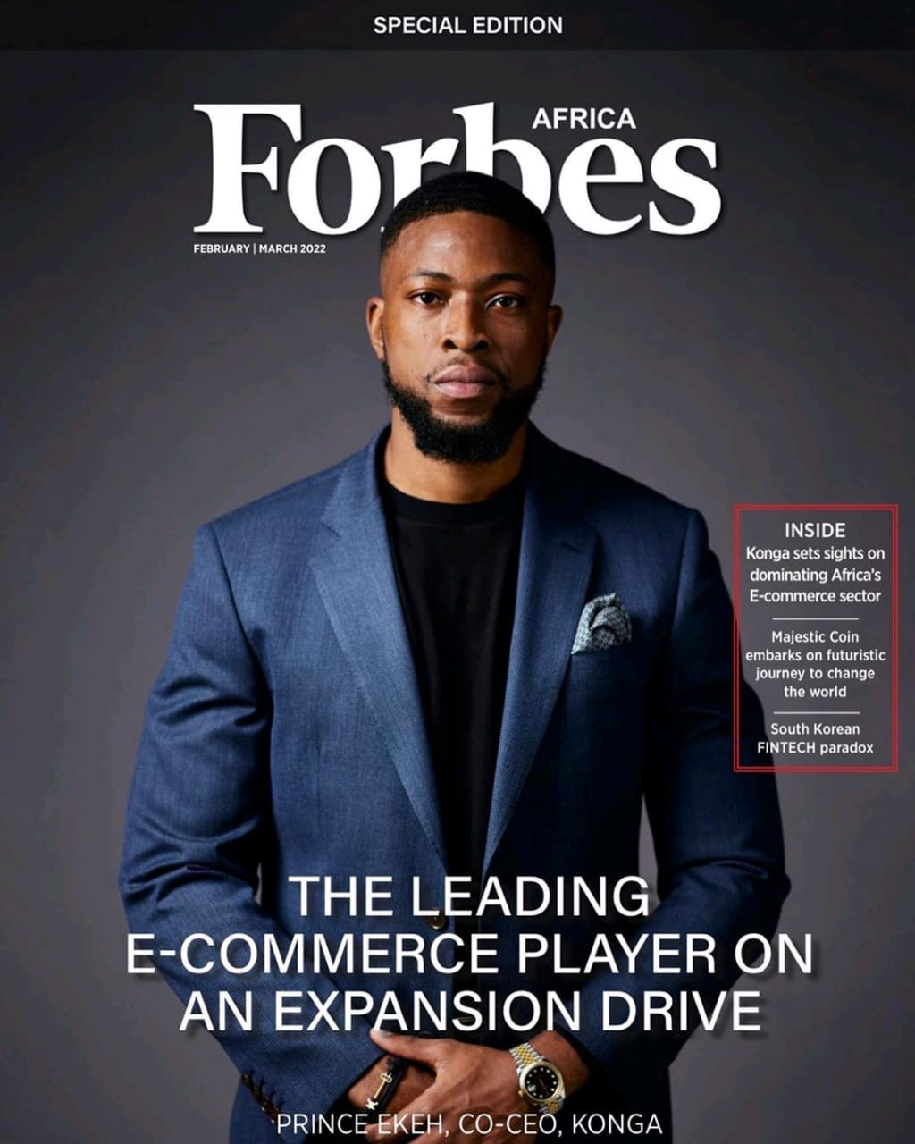 Konga Co-CEO, Prince Ekeh, is featured in Forbes Africa