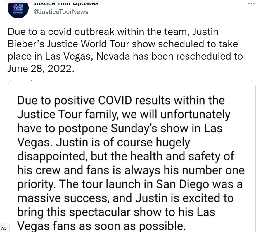 Justin Bieber tests positive for COVID-19, cancels Las Vegas show