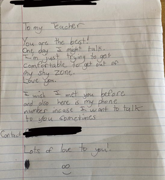 Teacher shares touching letter she received from her nonverbal student