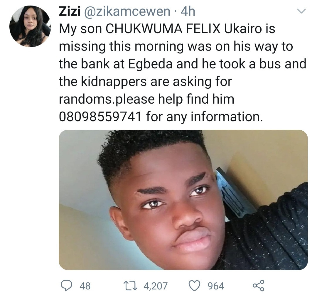 Boy kidnapped after boarding a bus at Egbeda in Lagos 