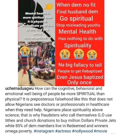 Actor Uche Maduagwu tackles Genevieve Nnaji after she said mental health is more spiritual than physical (video)